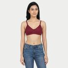 Women's Wine Cotton V Neck Bralette Bra, Wine, small