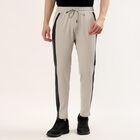 Men's Grey Slim Fit Contrast Panelled Track Pants, हल्का ग्रे, small