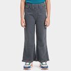Girls Grey Flared Fit Frayed Hem Jeans, गहरा ग्रे, small