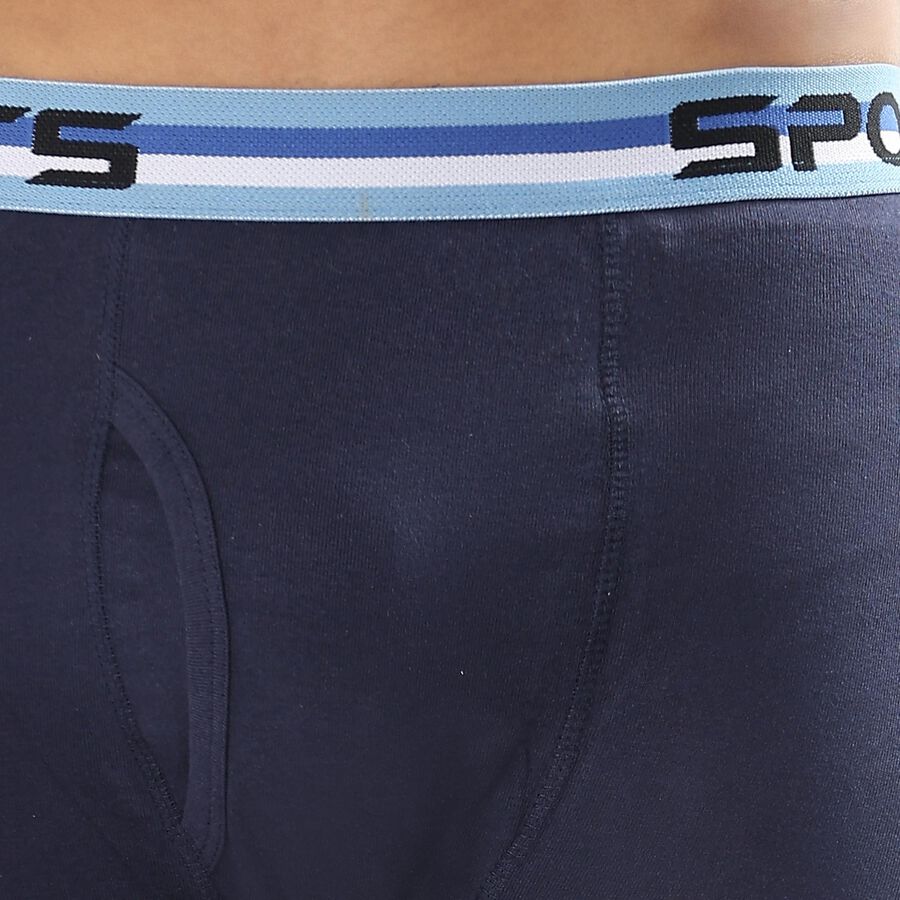 Men's 100% Cotton Long Length Trunks, Navy Blue, large image number null