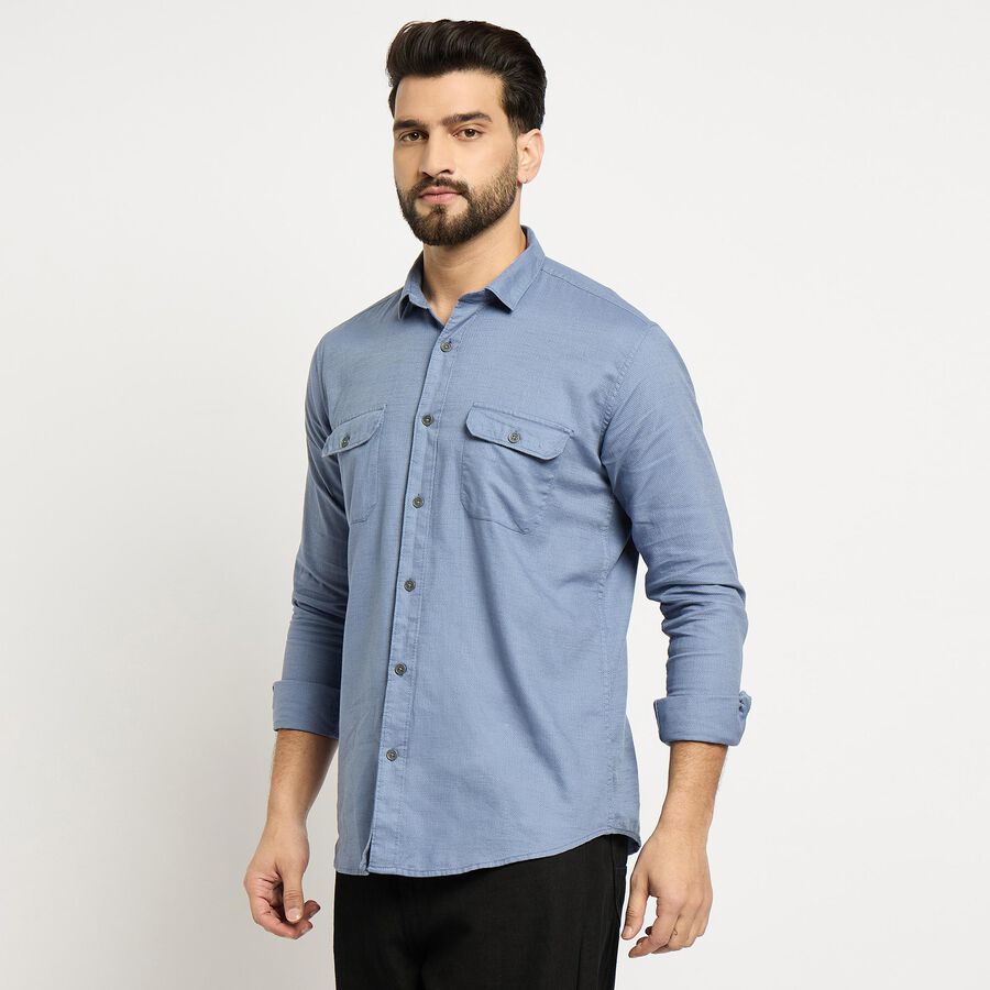 Men's 100% Cotton Casual Shirt, Mid Blue, large image number null