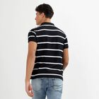 Men's Jet Black Polo Neck Striped T-Shirt, Black, small image number null