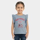 Girls Light Blue Cotton Round Neck Casual T-Shirt, Light Blue, small