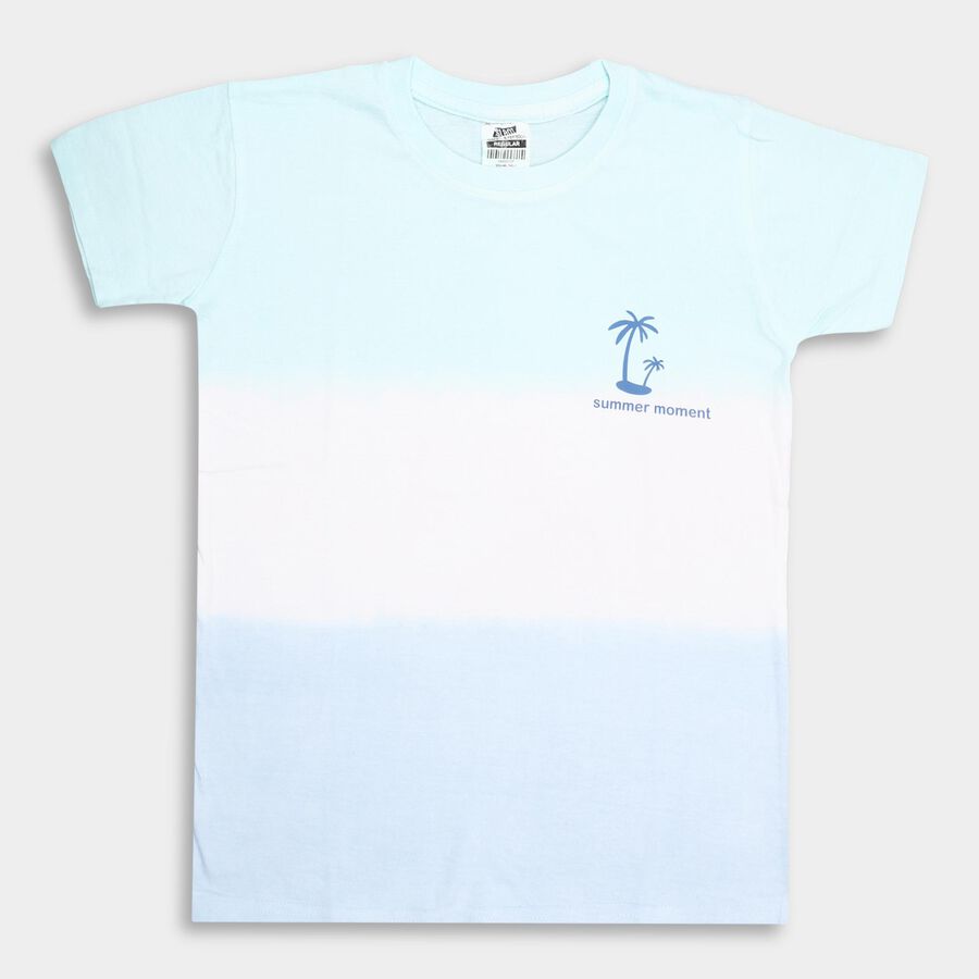 Boys' 100% Cotton Half Sleeves T-Shirt , Aqua, large image number null