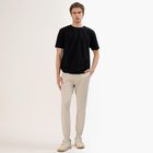 Men's Light Beige Slim Fit Elastic Waist Casual Trousers, Silver, small
