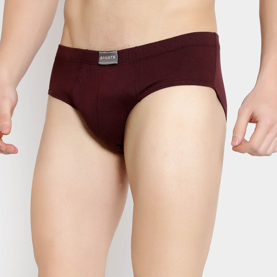 Solid V-Cut Brief, Wine, large image number null