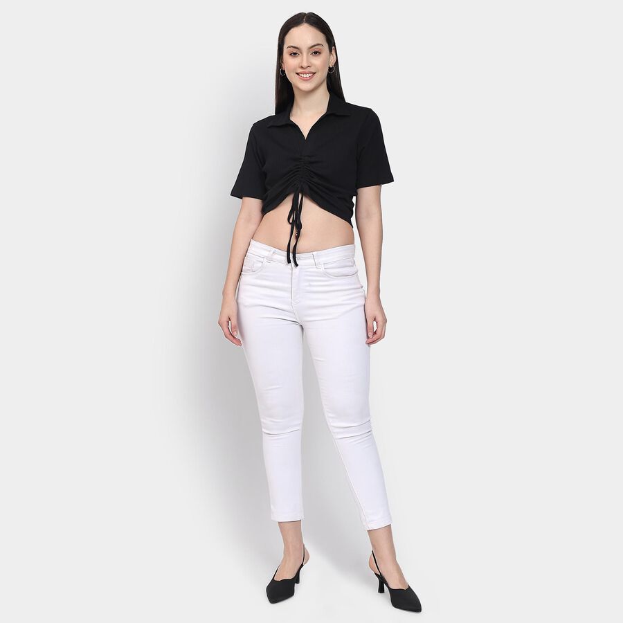 Ladies' 100% Cotton Crop  Top, काला, large