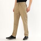 Men's Jet Black Tapered Fit Cotton Track Pants, Beige, small image number null