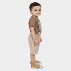 Infants' Beige Cotton Round Neck Baba Suit, Beige, small