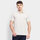 Men's Collared Half Sleeves T-Shirt , Melange Light Grey, small