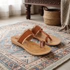 Women's Tan Thong Slip-On Flat Sandals, टैन, small