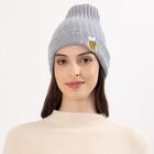 Women's Light Grey Embroidered Beanie Cap, Light Grey, small image number null