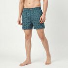 Men's Teal Relaxed Fit Printed Boxers, Teal Blue, small