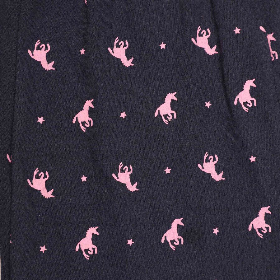 Girls Printed Pyjama, Navy Blue, large image number null