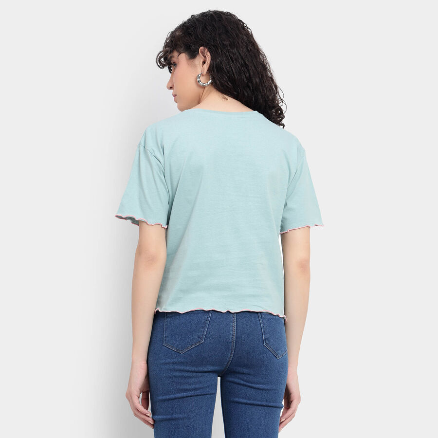Cotton Round Neck T-Shirt, Light Green, large image number null