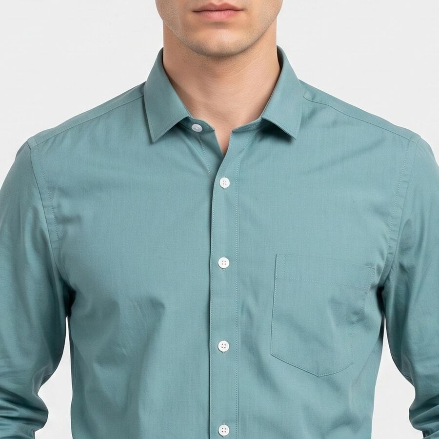 Men's Teal Formal Shirt, टील ब्लू, large