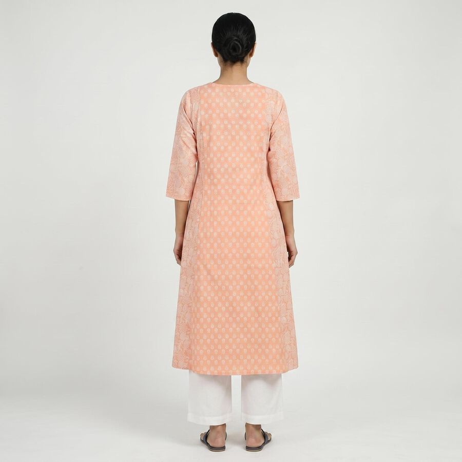 Women's 100% Light Pink Cotton Kurta, हल्का गुलाबी, large