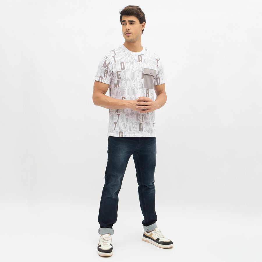 Men's Round Neck Half Sleeves T-Shirt, सफ़ेद, large image number null