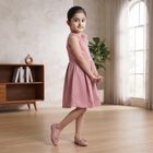 Girls' Pink One Shoulder Embellished Fit and Flare Frock, गुलाबी, small