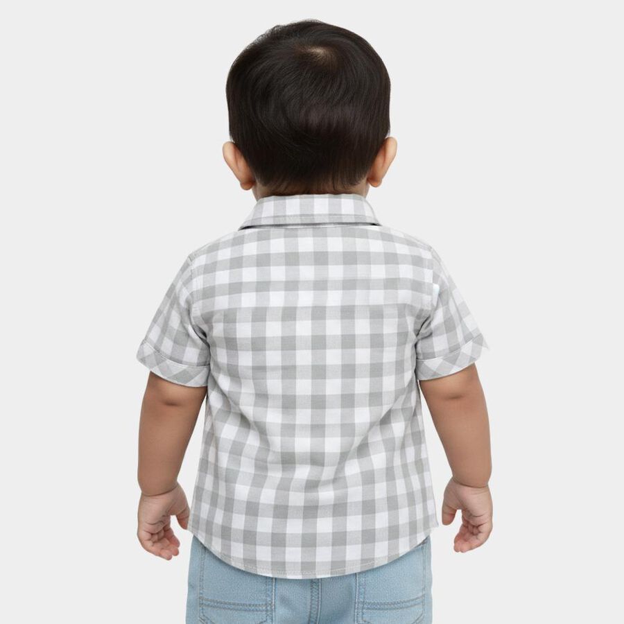 Infants Light Grey Cotton Half Sleeve Classic Casual Shirt, हल्का ग्रे, large