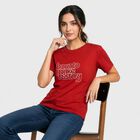 Women's Red Round Neck Regular T-Shirt, Red, small
