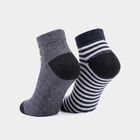 Boys' Regular Fit Striped Pack of 2 Socks ( Navy Blue, Grey ), Navy Blue, small