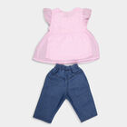Girls Embellished Short Sleeve Capri Set, Light Pink, small image number null
