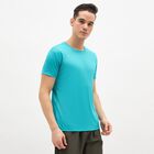 Men's Vibrant Turquoise Crew Neck Athleisure T-Shirt, Teal Blue, small