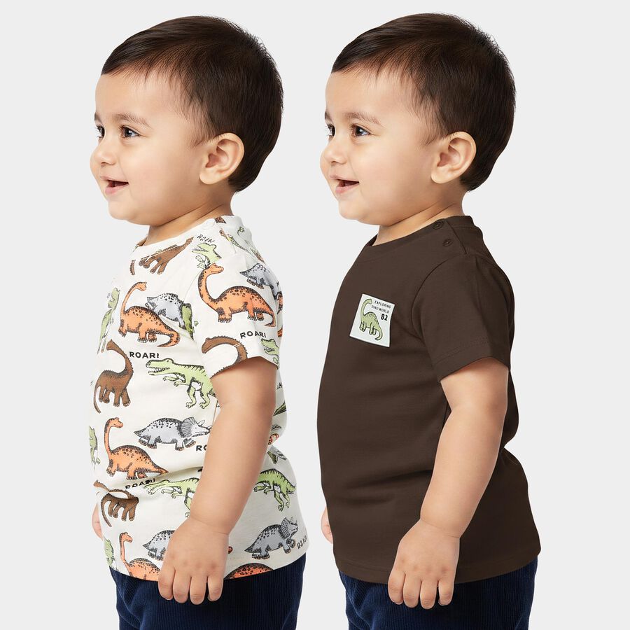 Infants Dark Grey Cotton Crew Neck Regular T-Shirt, गहरा ग्रे, large