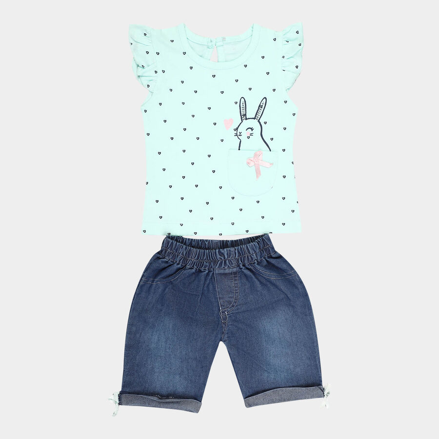 Infants All Over Print Capri Set, Light Green, large image number null