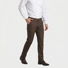 Men's Dark Grey Slim Fit Flat-Front Chino Trousers, Dark Grey, small