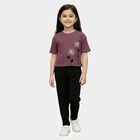 Girls Lilac Round Neck Casual T-Shirt, Lilac, small