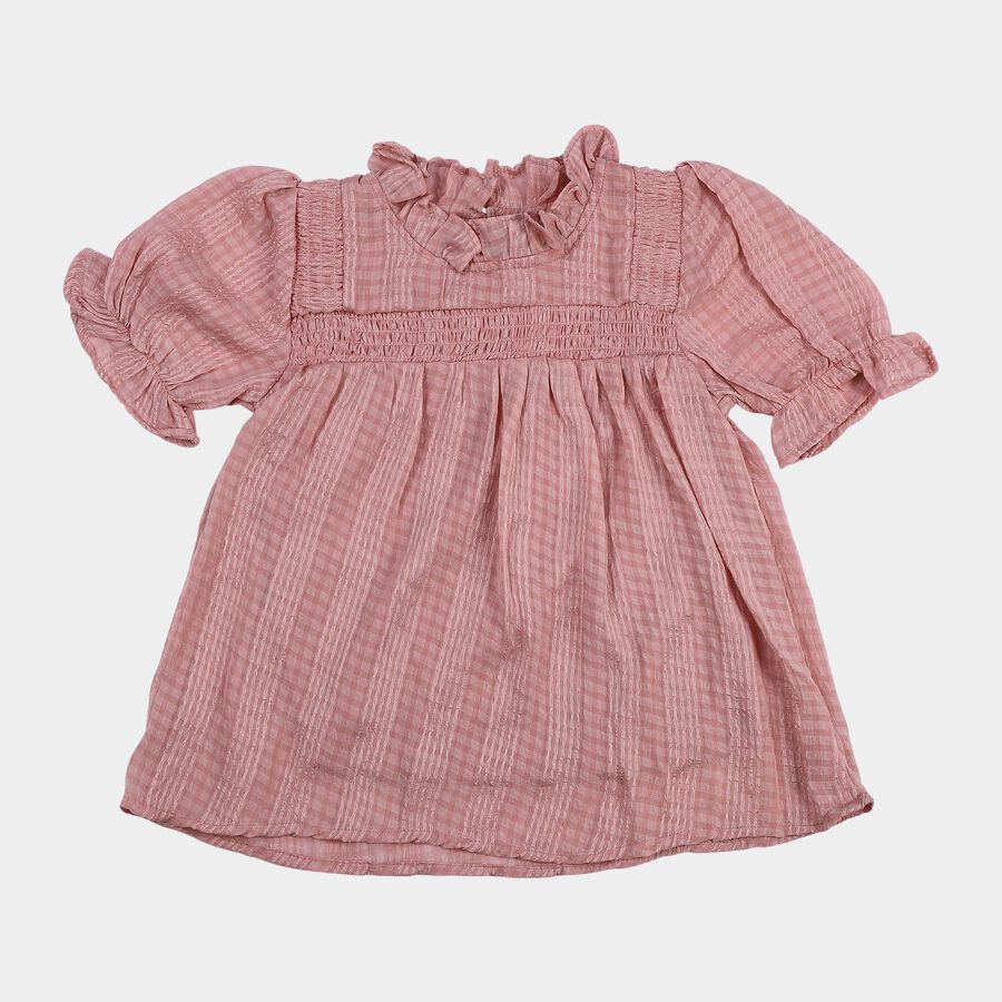 Girls Pink High Neck Romantic Top, गुलाबी, large