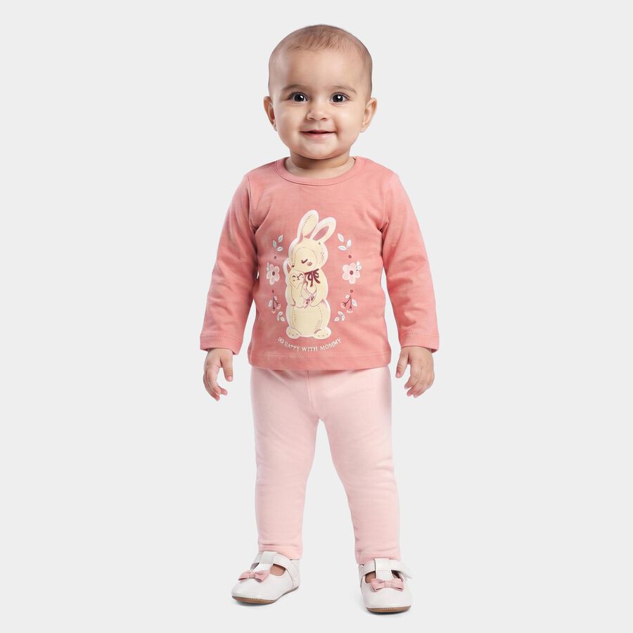 Infants Light Pink Cotton Round Neck Lounge Hipster Set, Light Pink, large