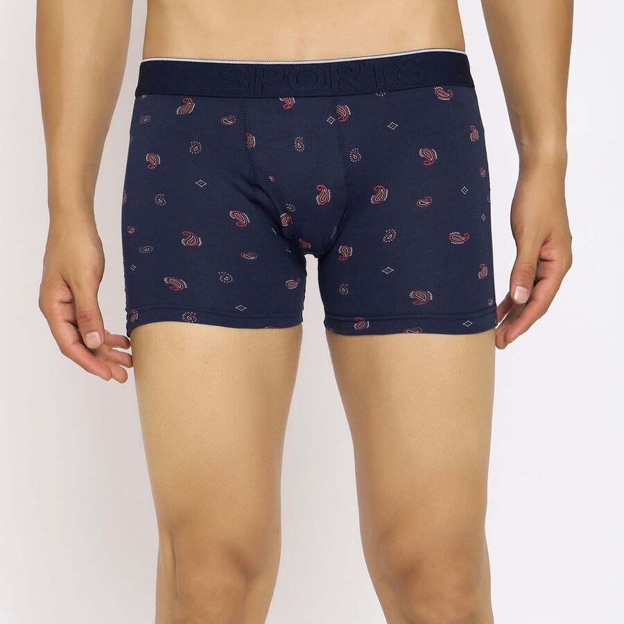 Men's 100% Cotton Trunks, Navy Blue, large