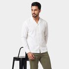 Men's White Cotton Camp Collar Casual Shirt, सफ़ेद, small