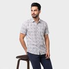 Men's Grey Cotton Spread Collar Shirt, Dark Grey, small