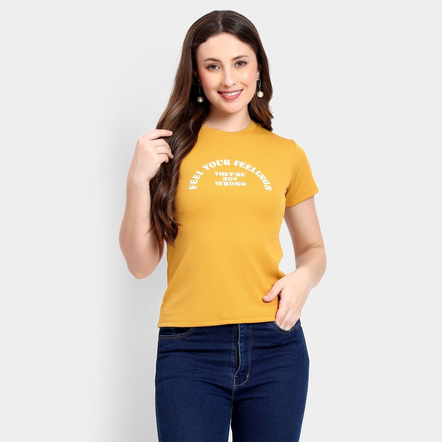 Ladies'  Crop  Top, Mustard, large image number null