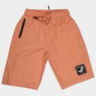 Boys Orange Cotton Elastic Waist Jamaican Shorts, Orange, small