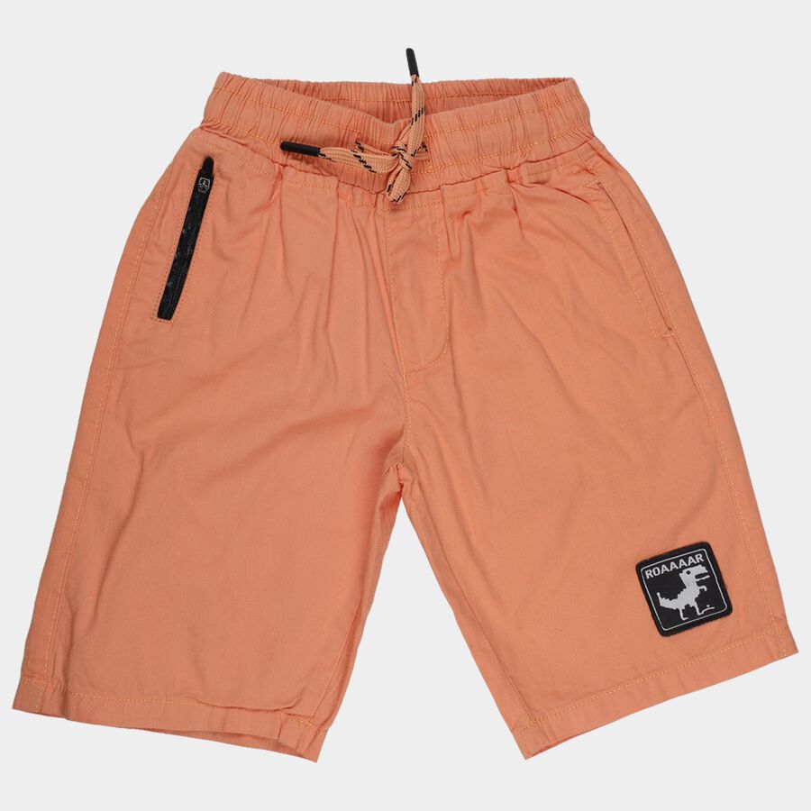 Boys Orange Cotton Elastic Waist Jamaican Shorts, Orange, large