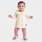 Infants Off White Cotton Round Neck Shirt, Off White, small