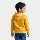 Boys Yellow Hoodie Neck Graphic Print Sweatshirt, Yellow, small