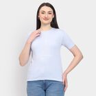 Ladies' Round Neck T-Shirt, हल्का नीला, small