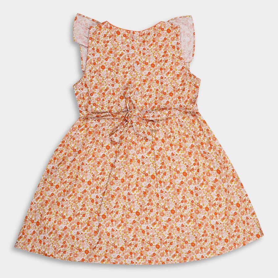 Girls' 100% Cotton Frock , Peach, large image number null