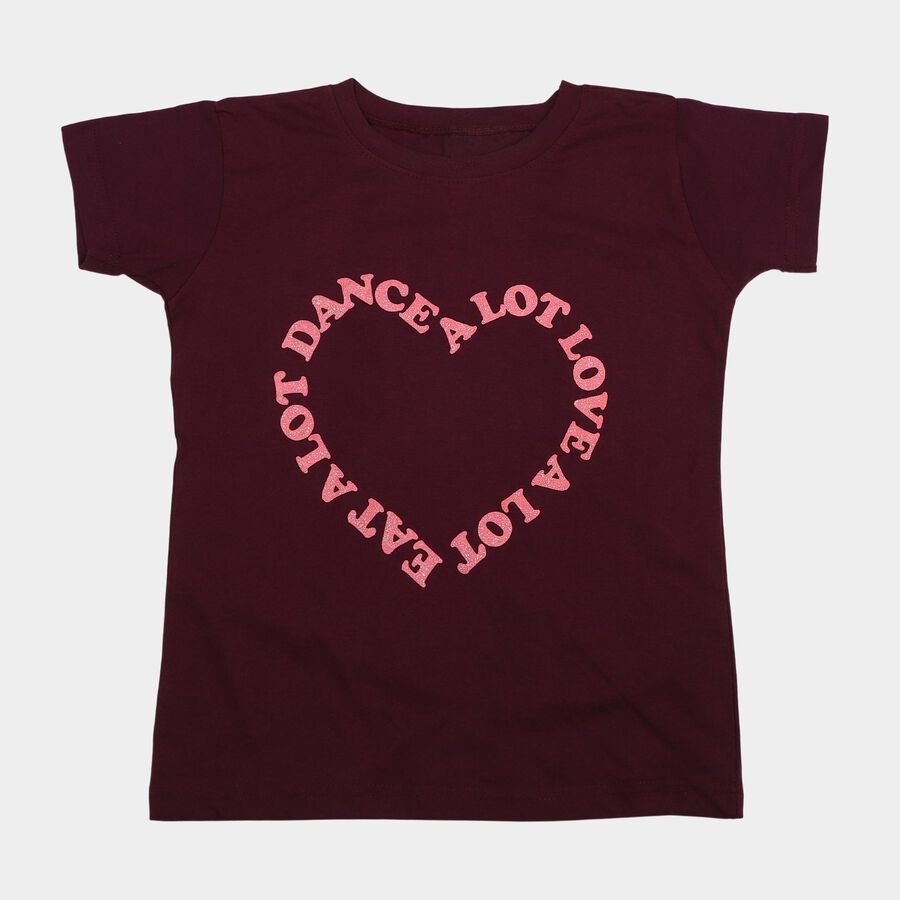Girls' T-Shirt, वाइन, large
