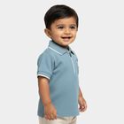 Infants Teal Cotton Polo Collar Preppy T-Shirt, Teal Blue, small
