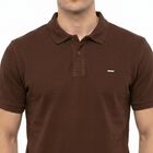 Men's Brown Cotton Polo Neck Polo T-Shirt, Brown, small