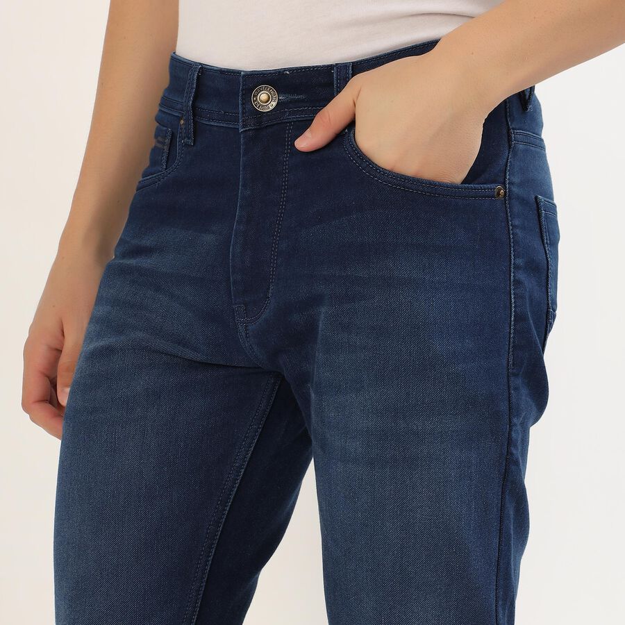 Men's Deep Indigo Slim Fit Faded Jeans, Mid Blue, large