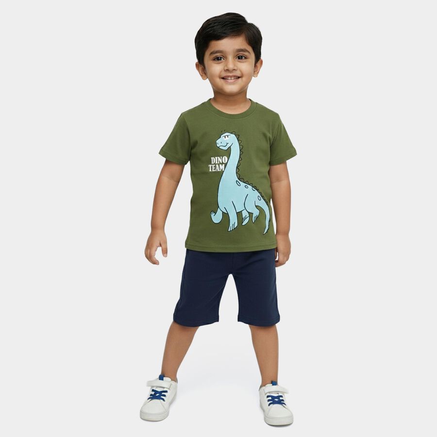 Boys' Half Sleeves T-Shirt, Olive, large