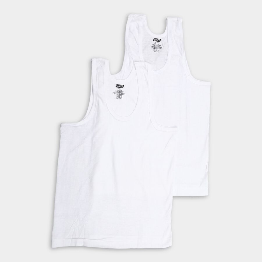 Boys' 100% Cotton Vest (Pack of 2), White, large image number null